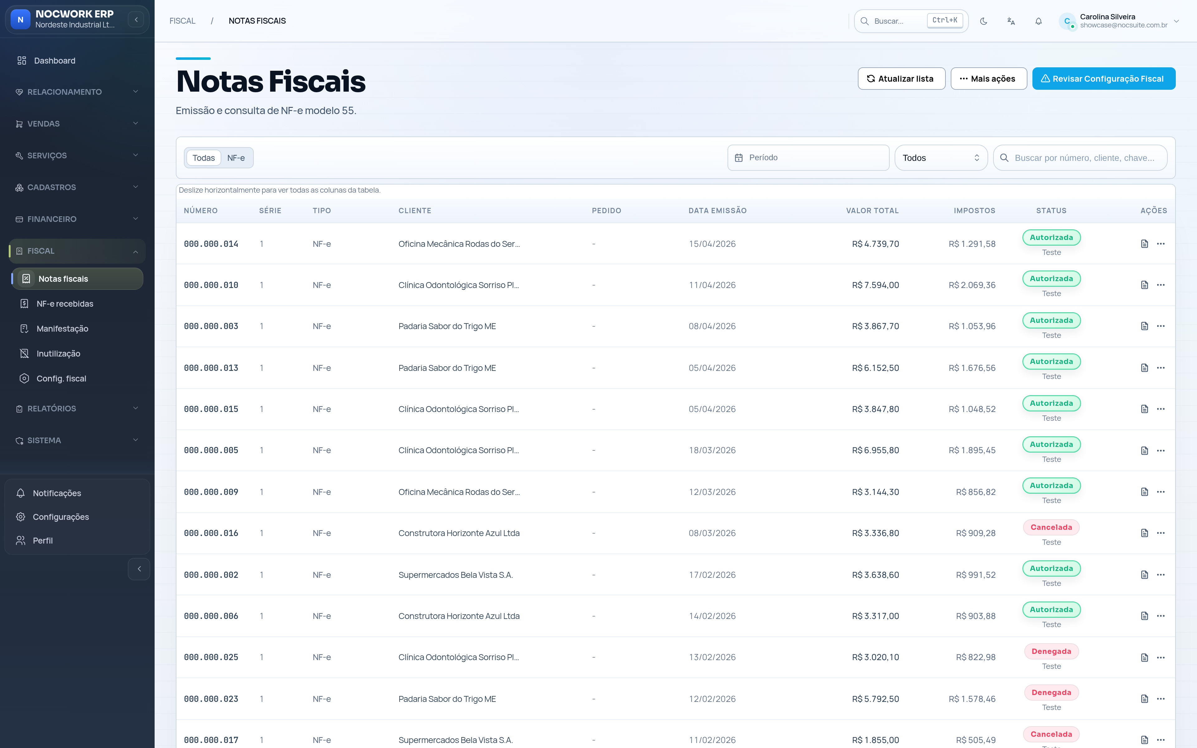 Central fiscal do NocSuite